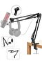 حامل ميكروفون ليون المنزلي المعدني القابل للتعديل | حامل مكتبي مع ذراع معلق (الميكروفون غير متضمن)