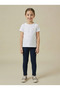 Girl's 2-Piece Set of Corded Fabric Stretchy Cotton Children's Long Leggings Set Narrow Leg Beige - Navy Blue - 3