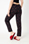 Cotton Thin Breathable Fabric Ribbon Waist Detail Cherry B Printed Women's Pocketless Pajama Bottoms - 4