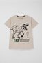 Boys' Shorts Set Strong Dinosaur Printed Short Sleeves Big Power 4-9 Years Old, Beige - 2