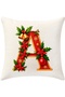 Digital Printed Red Letter a Decorative Throw Pillow Cover with Christmas Pine Decoration - 4