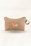 Linen Fabric Embroidery Detailed Small Hand & Makeup Bag – with Dog Figure 20X30 cm
