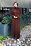 Two Piece Knitwear Dress with Cape - Brown
