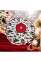 Cream Pine Tree and Figured Christmas Foot Rug, Christmas Tree Skirt, Pine Tree Skirt Washable
