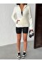 Ecru Mock Neck Zippered Knitted Sports Jacket Missplr2684 - 5