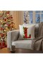 Digital Printed Red Letter L Decorative Throw Pillow Cover with Christmas Pine Decoration - 2