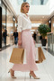 Women's Floral Patterned Double-Breasted Maxi Skirt High Waist Belt Detailed Functional Durable Comfortable - 4