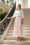 Women's Floral Patterned Double-Breasted Maxi Skirt High Waist Belt Detailed Functional Durable Comfortable - 3