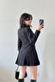 Women's Black Pleated Jacket Dress 1041-2707 - 3