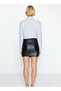 Women's High Waist Faux Leather Mini Skirt Solid Pattern Pencil Fit Functional Durable Quality Stylish - 6