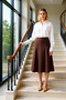 Women's A-Line Woven Suede Midi Skirt Functional Durable Quality Comfortable Aesthetic Modern - 3