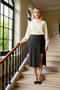 Women's Straight Midi Woven Skirt Lace-Up Detailed Functional Durable Quality Comfortable Modern - 3