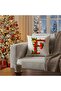 Digital Printed Red Letter F Decorative Throw Pillow Cover with Christmas Pine Decoration - 2