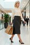 Women's Straight Midi Woven Skirt Lace-Up Detailed Functional Durable Quality Comfortable Modern - 4