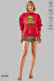 Unisex Long Sleeve Grinchy Printed Crew Neck Hoodless Fleece-Lined Oversized Sweatshirt - 2