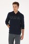 Men's Slim Fit Hooded Navy Blue Basic Sweatshirt 50307695-Vr033 - 3