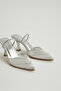 Women's Silver Transparent Pearl Stone Pointed Toe Evening Dress Shoes 8.5 cm Byndprs07 - 3