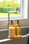 Set of 2 Amber Liquid Soap Dispensers with Glass Bamboo Stand - 2 X 500 Ml. - 3