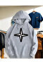 Printed Detail Hooded Sweatshirt