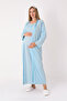 Maternity Nightgown – Lace Detailing, Long Sleeves, Front Buttoned for Easy Breastfeeding, Cotton Fabric - 4