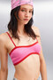 Rosalinda women's Corded Fabric stretch fabric contrast Piped pink bustier - 5