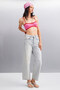 Rosalinda women's Corded Fabric stretch fabric contrast Piped pink bustier - 4
