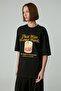 Merceditas Women's Regular Printed Round Neck Black T-Shirt - 2