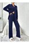 Navy Plain Button-Front Pajama Set - 5