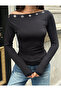 Eyelet Boat Neck Long Sleeve Modal Blouse