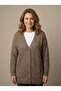 Women's Mother Mink Hair Knit Patterned V-Neck Buttoned Pocketed Wool Cardigan - 2
