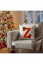 Digital Printed Red Letter Z Decorative Throw Pillow Cover with Christmas Pine Decoration - 2