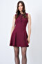 Red Zipper Lace up Short Sleeve Mini Lined Dress Vs01690 - 3