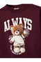 Teddy Bear Printed Cotton Long Sleeve Crew Neck Sweatshirt - 3