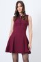 Red Zipper Lace up Short Sleeve Mini Lined Dress Vs01690