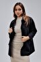 Mia Black Plaid Collar Pocketed Oversized Trench Coat - 7