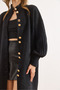 Women's Black Soft Textured Buttoned Thick Beard Cardigan - 6