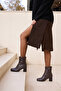 Jorvi̇k Women's Brown Genuine Leather Heelled Boots - 8