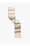 Striped Soft Textured Tasseled Long Scarf