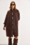 Women's Brown Soft Textured Buttoned Thick Beard Cardigan - 2