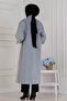 Hakim Collar Brooch Button Detailed Coat-Grey - 5