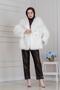 Shawl Collar Velcro Faux Fur-White