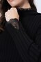 Black Tulle Detailed High Neck Ribbed Knit Sweater Vs01692 - 8
