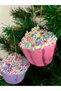 Pink Purple Muffin Cupcake Set of 2 Christmas Tree Ornament Decorative Set - 2