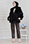 Shawl Collar Velcro Faux Fur-Black