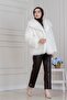 Shawl Collar Velcro Faux Fur-White - 3