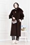 Hakim Collar Brooch Button Detailed Coat-Aci Brown - 4