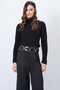 Black Tulle Detailed High Neck Ribbed Knit Sweater Vs01692 - 6