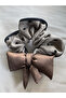 Brown polka dot elastic hair tie with satin bow - 2