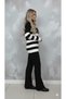 Women's Striped Stand-Up Collar Tunic Pants Set - 8
