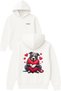 Sweet Dog Design Printed Oversized White Hooded Sweatshirt